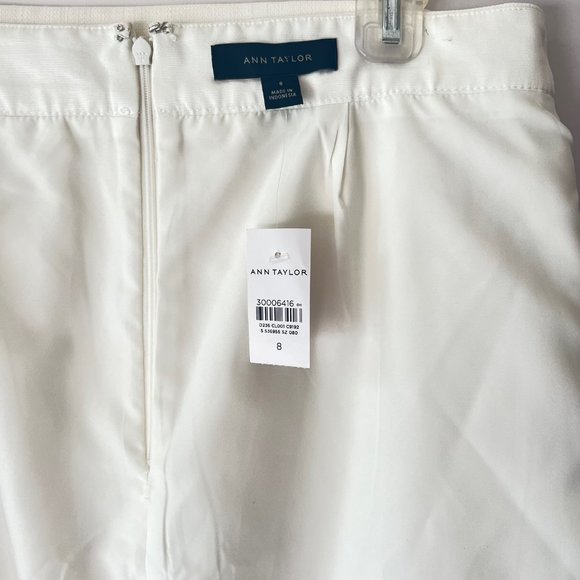 NEW Ann Taylor Fringed Button Pocket White A Line Skirt, Size 8 - Picture 10 of 11